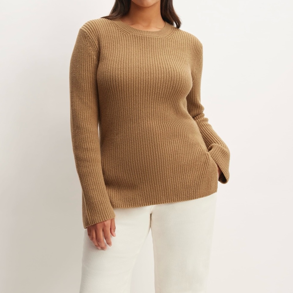 EVERLANE The Organic Cotton Slim Ribbed Crew Sweater size SMALL